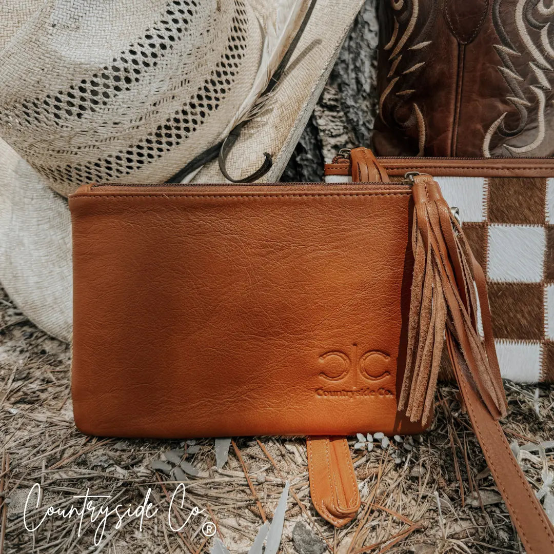Stockdale Checkered Cowhide Wristlet Pouch Countryside Co.