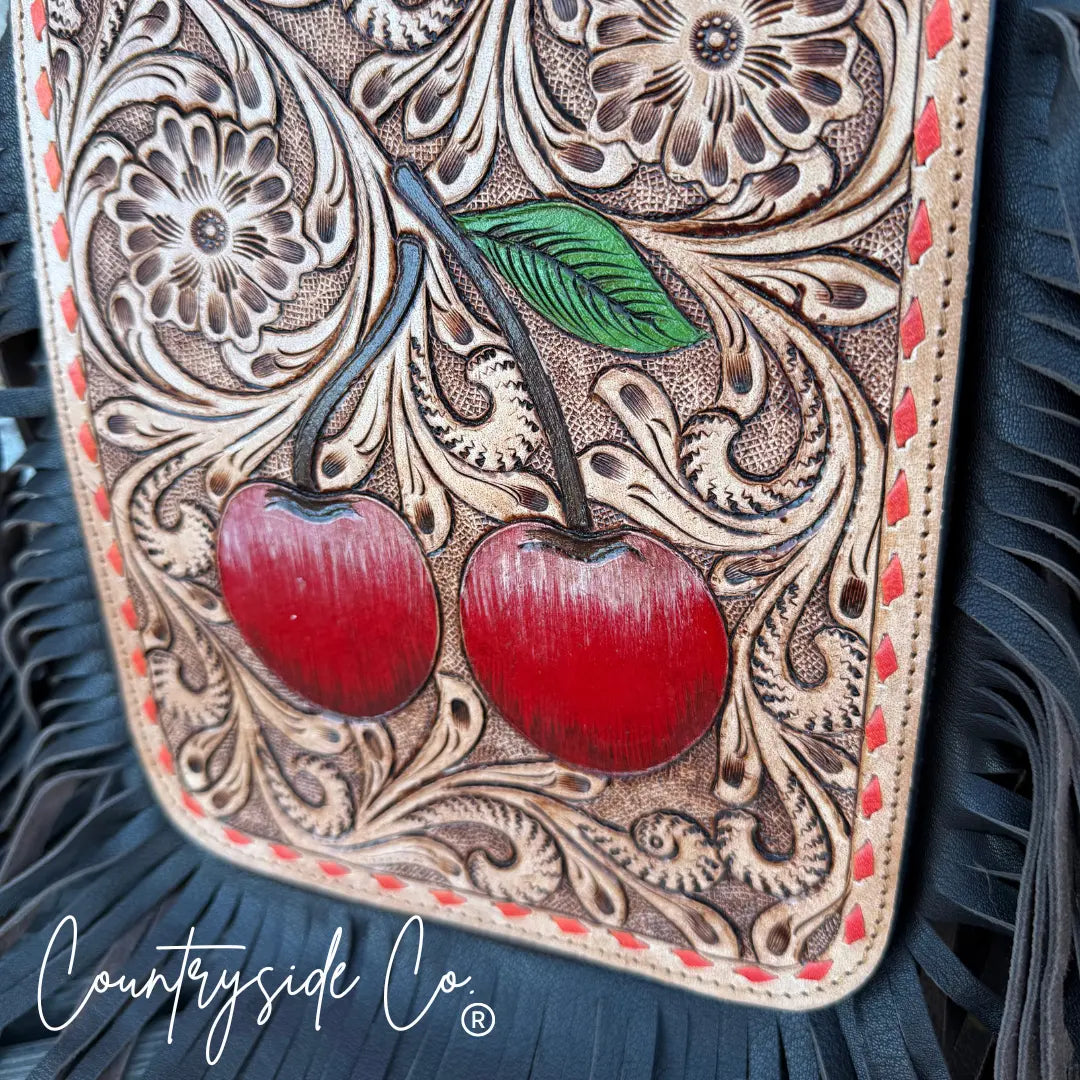Cherry Crush Tooled Leather Purse Countryside Co.