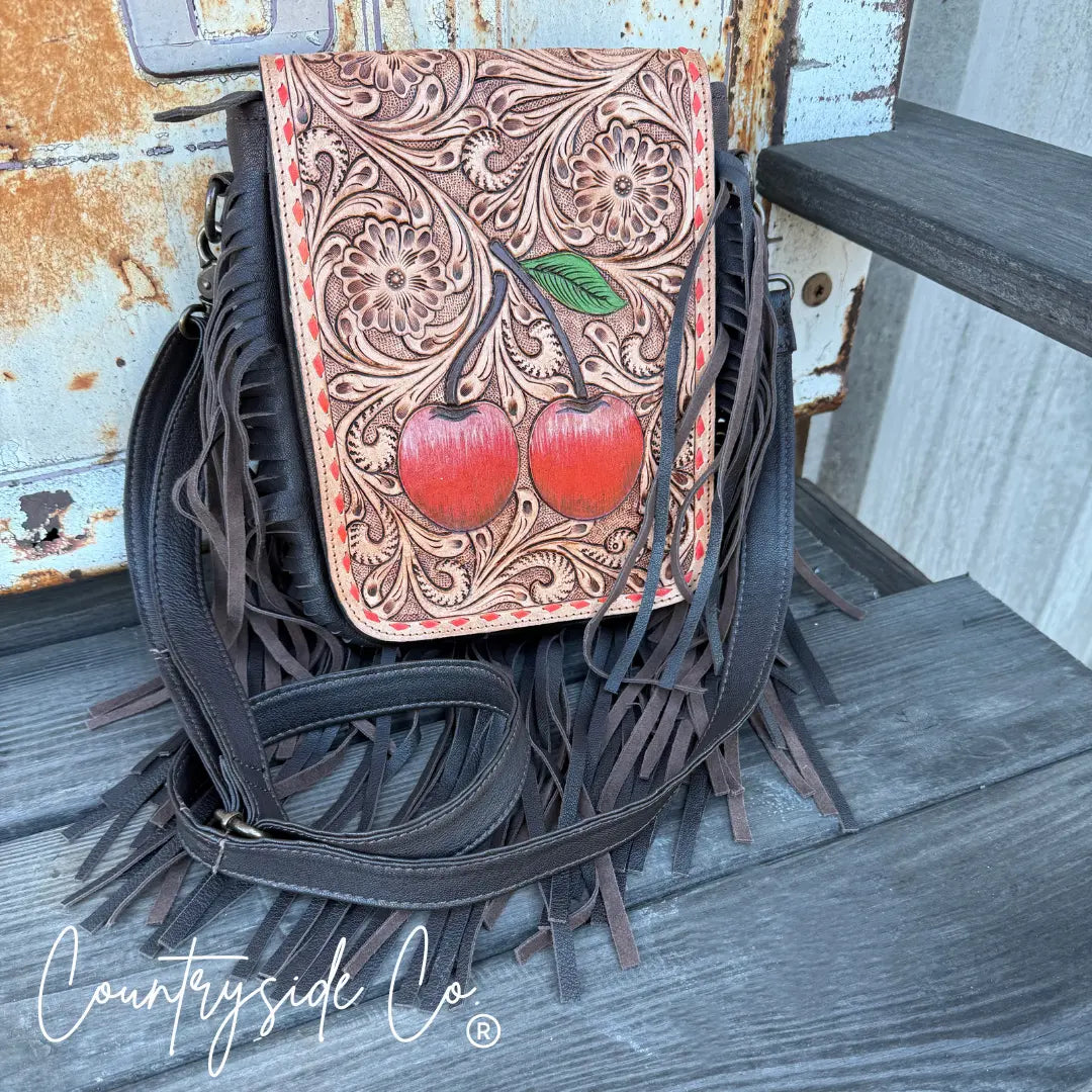 Cherry Crush Tooled Leather Purse Countryside Co.