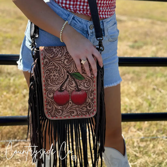 Cherry Crush Tooled Leather Purse Countryside Co.