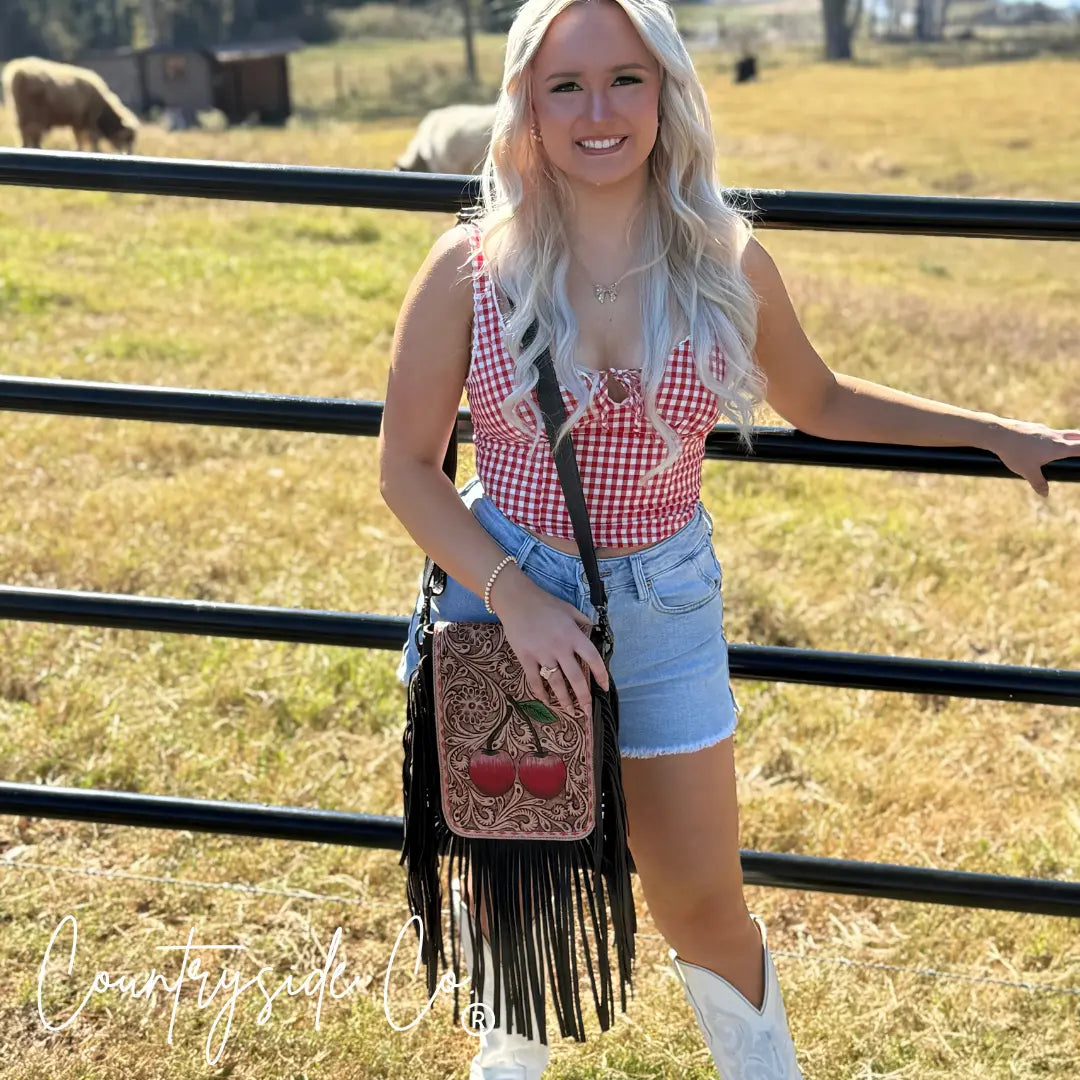 Cherry Crush Tooled Leather Purse Countryside Co.