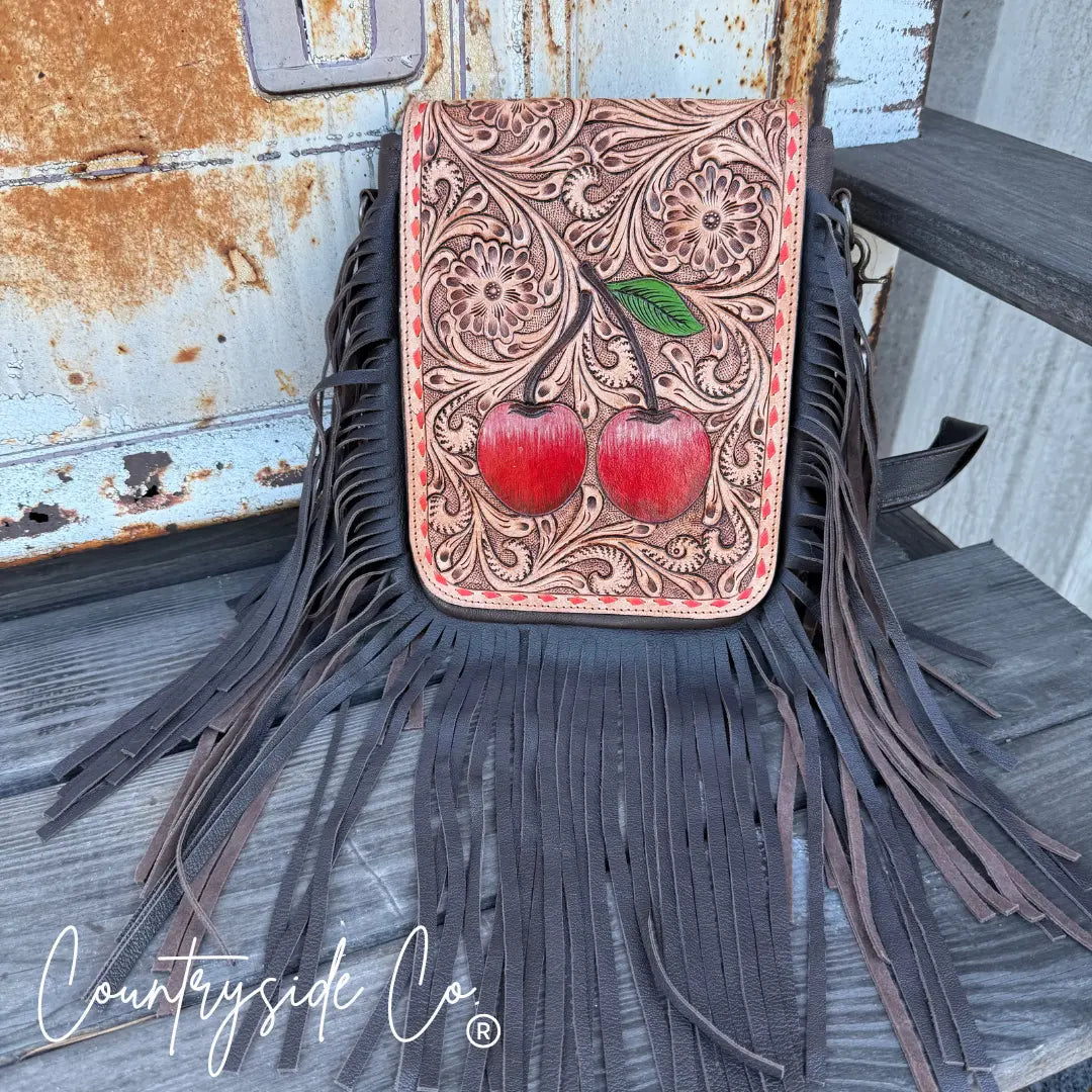 Cherry Crush Tooled Leather Purse Countryside Co.