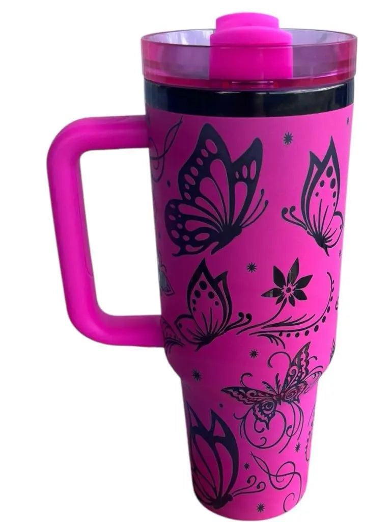 Butterfly Tumbler: Laser-Engraved 40oz Insulated Stainless Steel Handmadeohio