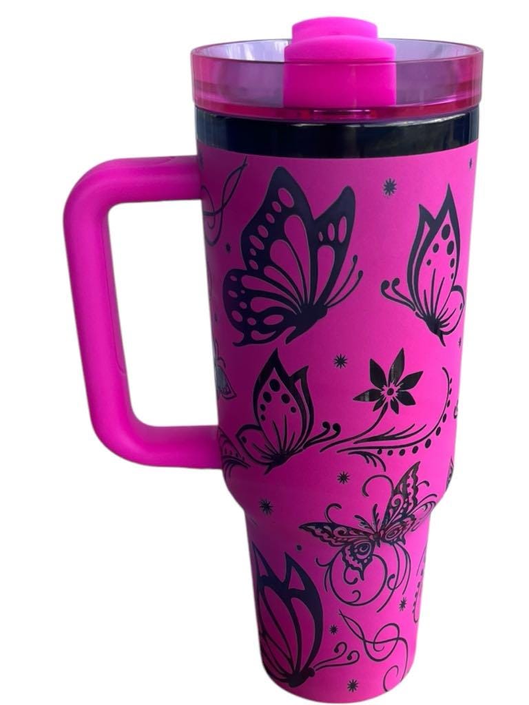 Butterfly Tumbler: Laser-Engraved 40oz Insulated Stainless Steel