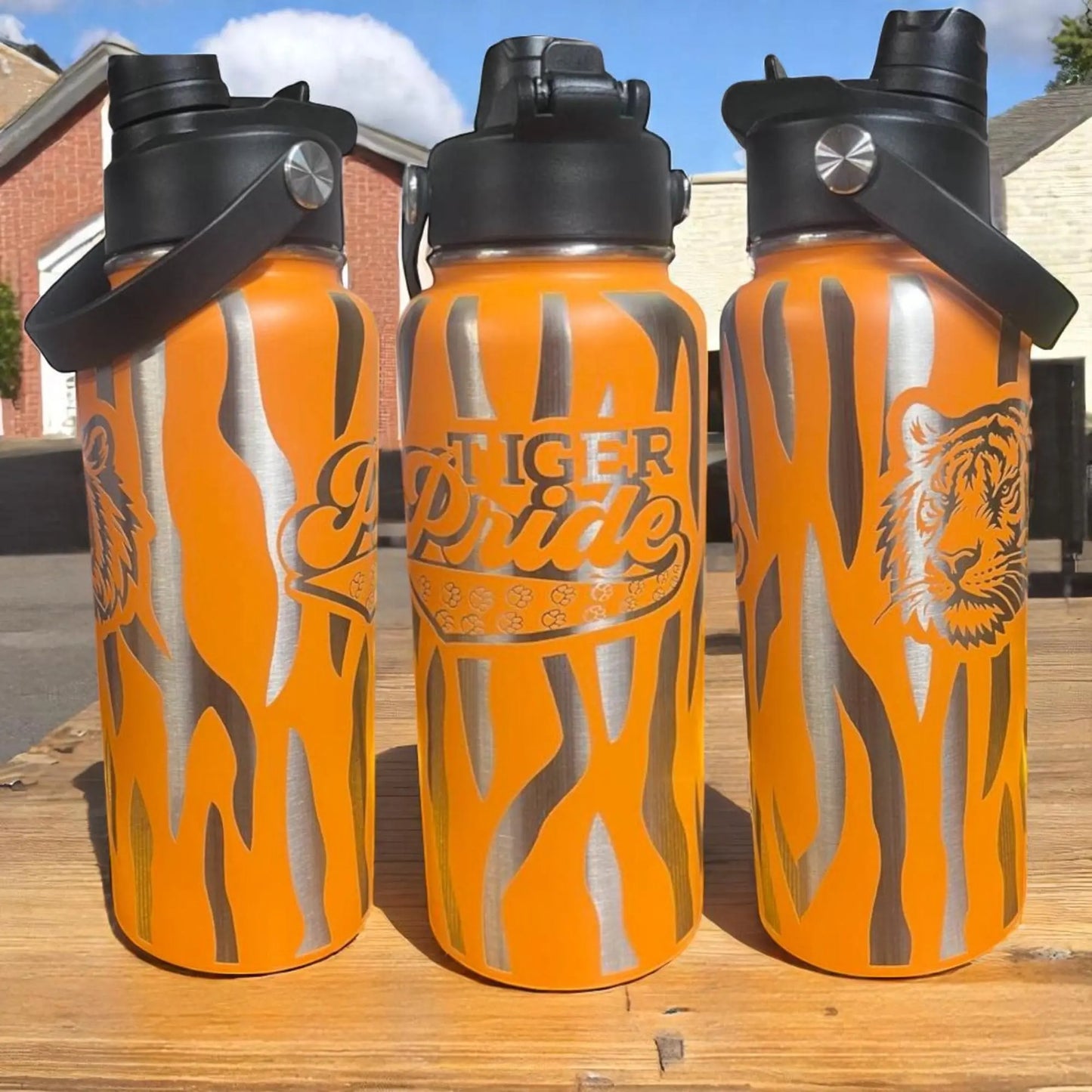 Tiger Pride Orange Water Jug: 32oz Sports Hydration Flask Handmadeohio