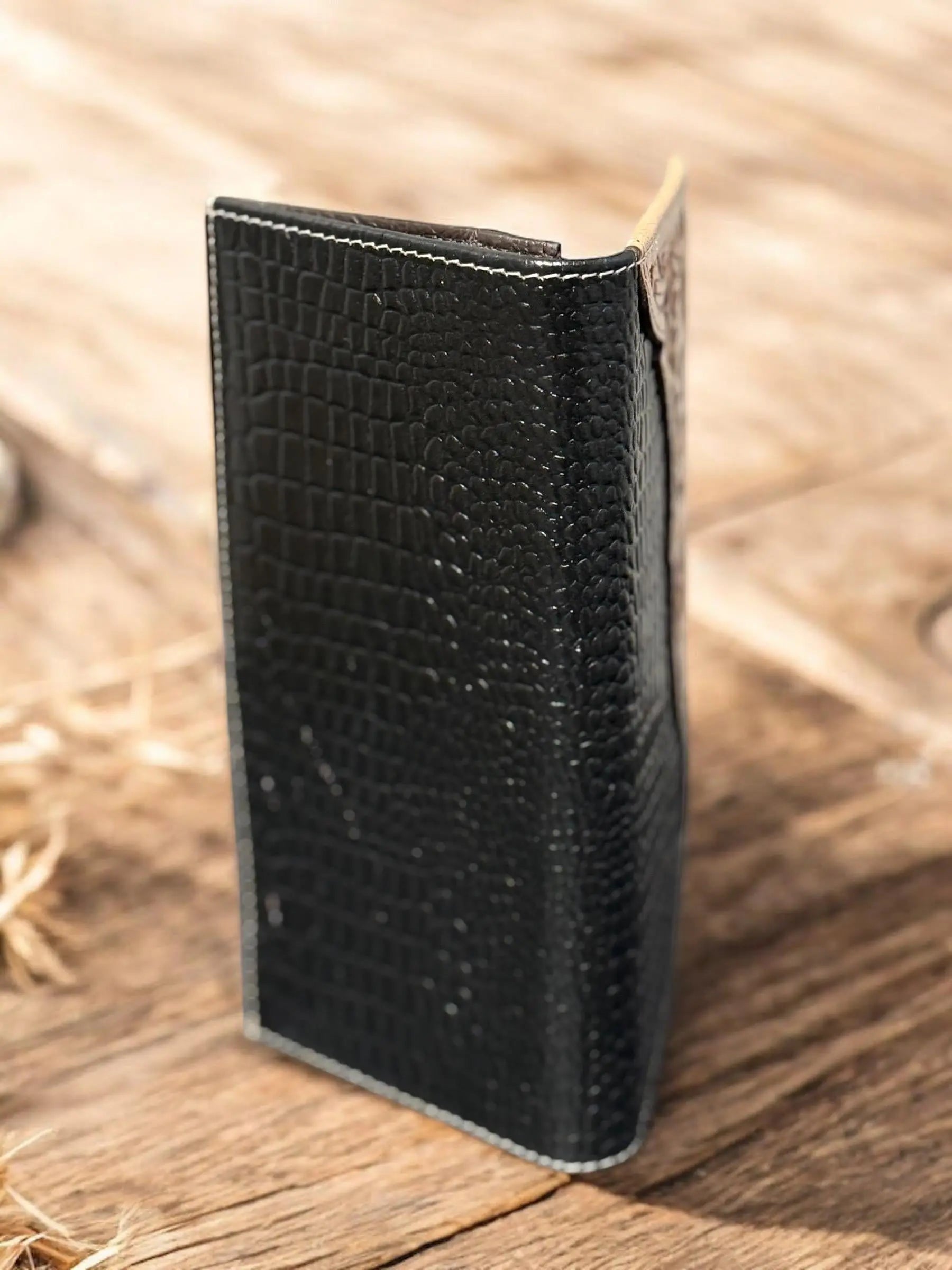 Black and Tan Western Cowboy Checkbook wallet tooled and embossed leather by Double B Wild Rags Double B Wild Rags