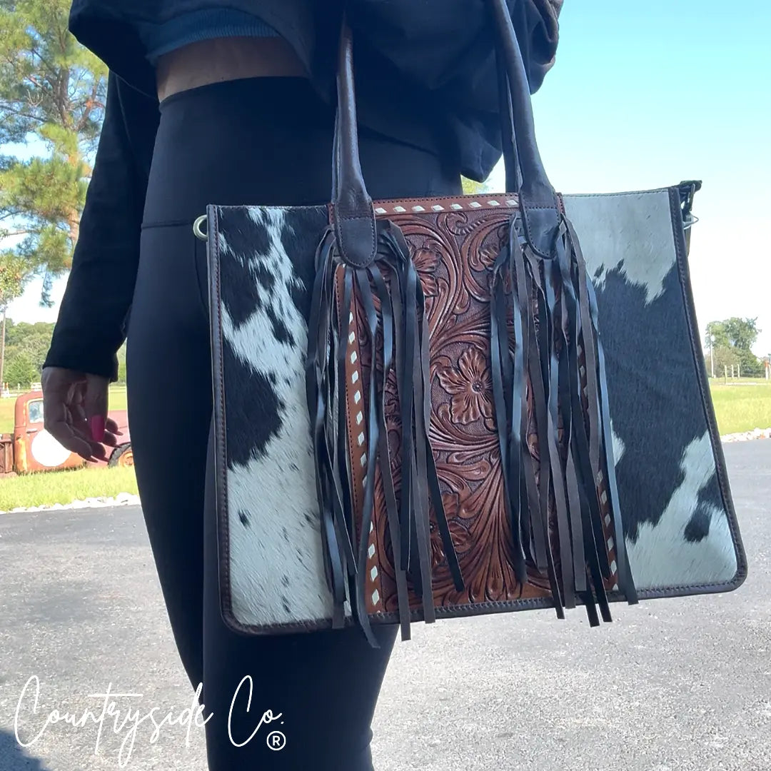 Jesse Conceal Carry Cowhide and Tooled Leather Handbag Countryside Co.