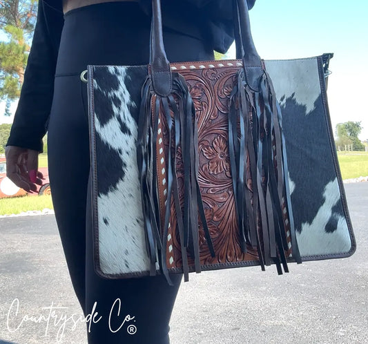 Jesse Conceal Carry Cowhide and Tooled Leather Handbag Countryside Co.