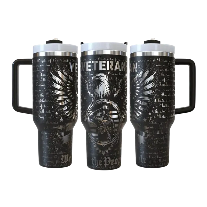 Veteran Tribute – “We the People” 40oz Tumbler with Handle - Handmadeohio