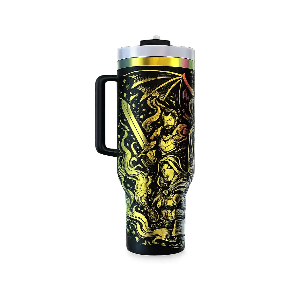 🎲 Fantasy “Let’s Roll” 40oz Tumbler with Handle Handmadeohio