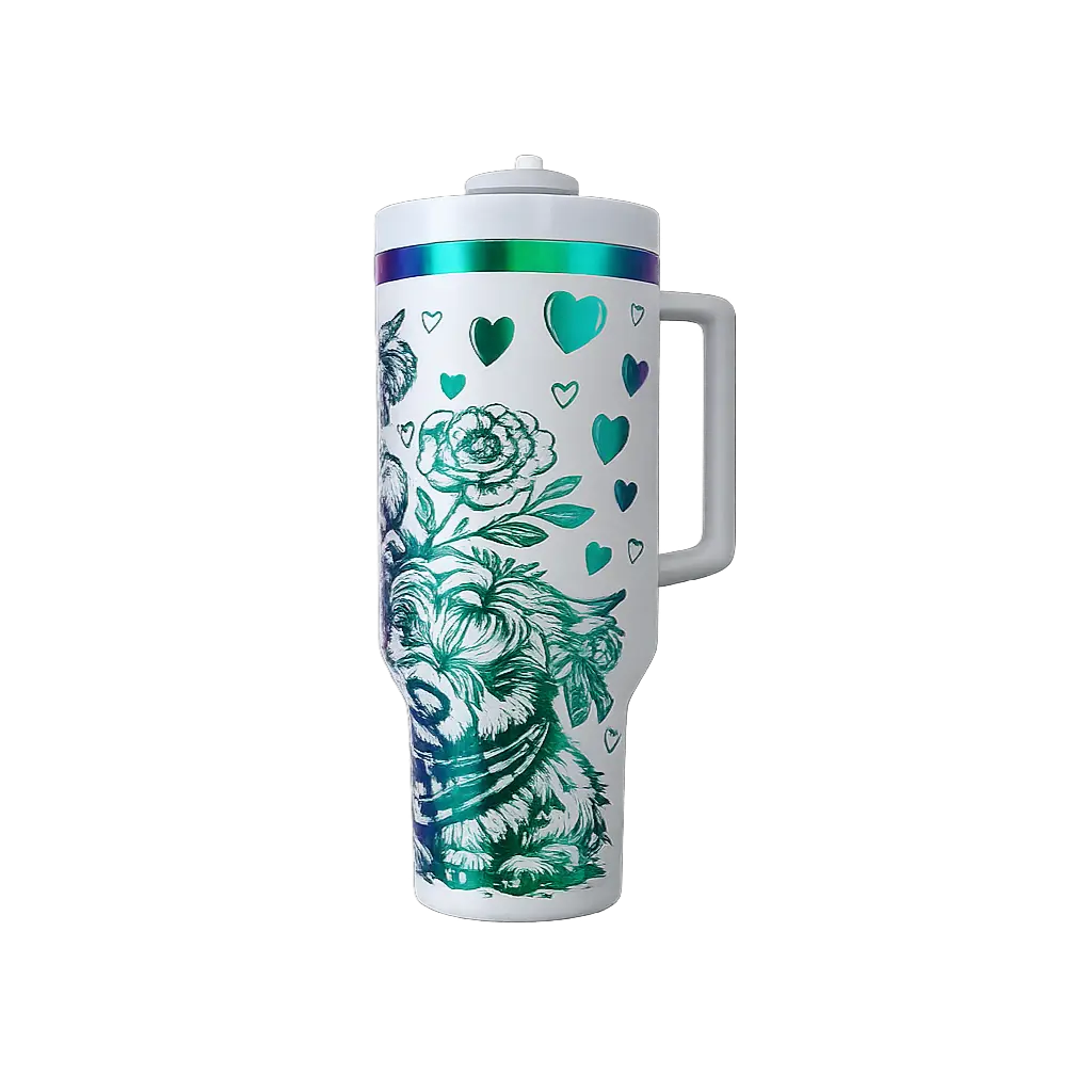 Be My Valentine Cow-Themed 40oz Tumbler with Handle - Handmadeohio