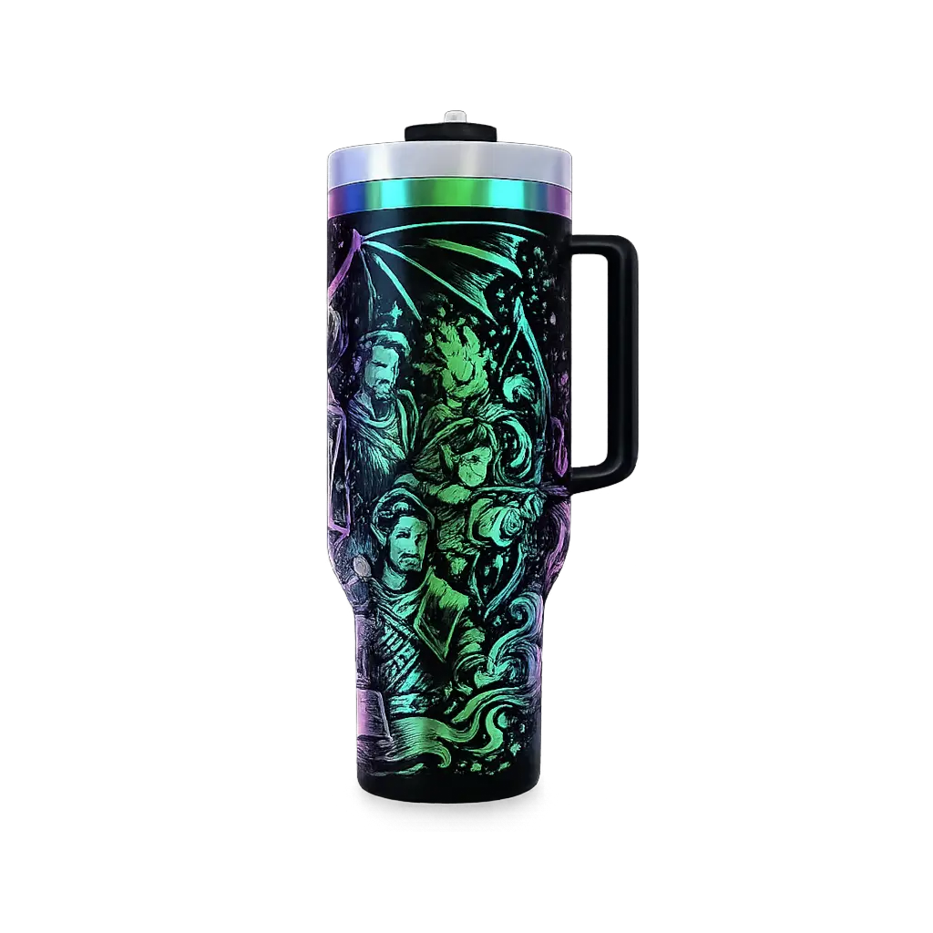 🎲 Fantasy “Let’s Roll” 40oz Tumbler with Handle Handmadeohio
