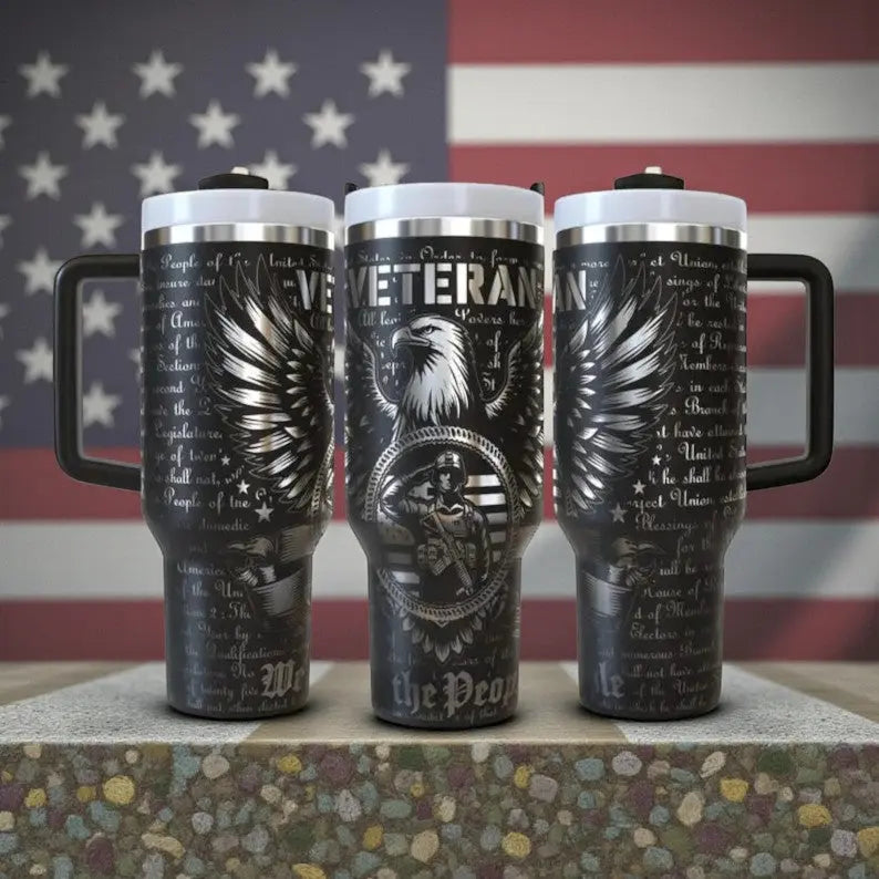 Veteran Tribute – “We the People” 40oz Tumbler with Handle - Handmadeohio