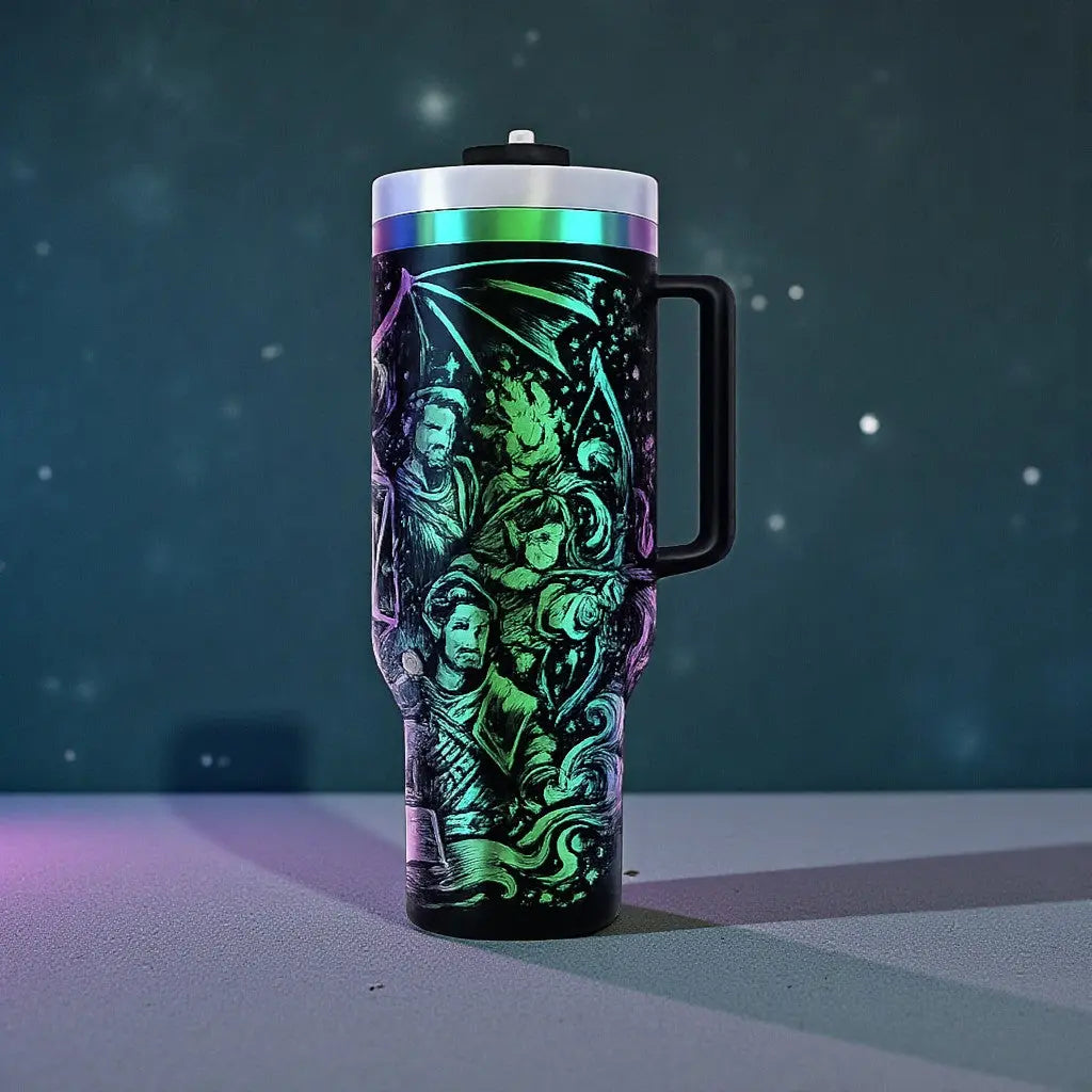 🎲 Fantasy “Let’s Roll” 40oz Tumbler with Handle Handmadeohio