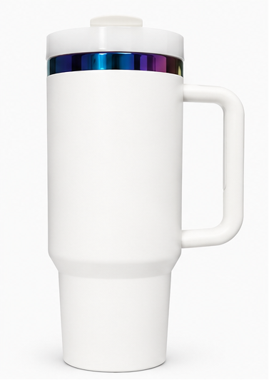 White Rainbow 40oz Laser Engravable Tumbler