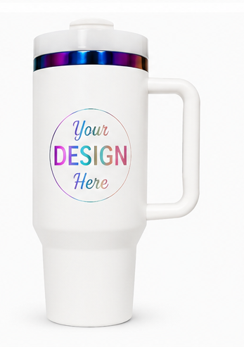 White Rainbow 40oz Laser Engravable Tumbler